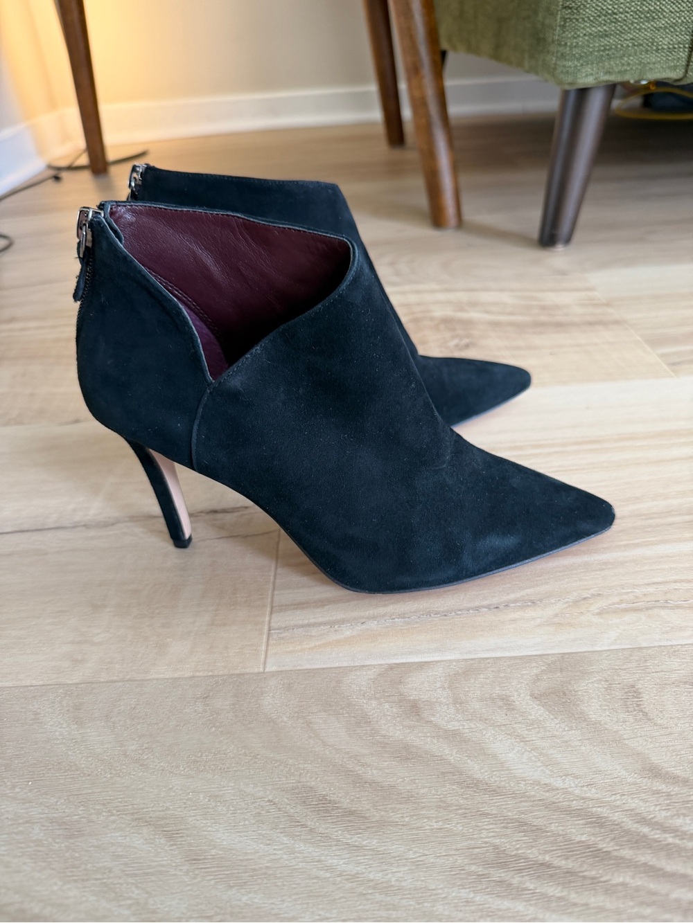 Enzo Angiolini Black Suede Pointed Toe Stiletto Booties
